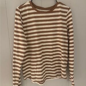 SONOMA Brown and White Striped Long Sleeve Shirt Size M